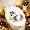 Adesivos decorativos autoadesivos de Natal estilo aquarela retrô para decoração de tampa de vaso sanitário de banheiro