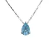 Collar de Plata de Ley S925 Zirconia Azul Marino Forma de Gota de Agua Simple y de Moda Cadena para Clavícula Lágrimas Azules Elegante Cadena para el Cuello para el Viaje Diario
