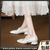 Zapatos de tacón alto Mary Jane blancos 2024 Nuevo Brisa Vespertina Tacón Grueso Suave Zapatos de una Sola Hebilla con Falda Tacones Altos para Mujer Primavera Alto Valor