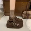 Zapatos de Algodón Peludo con Plataforma Interior para Aumentar la Altura Mujer 2026 Invierno Nuevos Cálidos Slip-on Zapatos de Algodón con Talón Cerrado