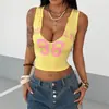 Verano Nueva Moda Estampado Digital Cuello en U Bloque de Color Tirantes Calle Y2K Corte Delgado Chica Caliente Camiseta sin Mangas para Mujer Venta al por Mayor