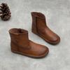 Botas Retro Versátiles para Mujer Hechas a Mano de Cuero Genuino Botas Casuales Planas Botines Otoño e Invierno Moda Británica de Piel de Vaca Suave