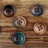 Botones de Madera de Cuatro Agujeros con Borde Delgado para Ropa Infantil, Camisas de Algodón, Lino y Prendas de Abrigo