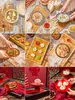 Ornatos Antigos Retrô Comida Comida Gourmet Foto Fotografia Adereços Conjunto Prato Tecido de Fundo Papel Decorativo