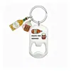 Abrebotellas de cerveza transfronterizo llavero de acero inoxidable colgante impreso regalo para novio Día del Padre llavero de herramienta
