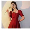 Nuevo Modelo 2026 de Vestido de Noche que se Puede Usar Casual, Elegante Vestido de Dama de Honor, Vestido Borgoña para Personas Bajas