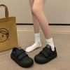 Sapatos Brancos de Velcro Creme Femininos Feios Fofos Primavera e Verão Novos Chiques de Nicho Estilo Coreano Sapatos de Prancha com Dedão Grande Sapatos de Pão com Sola Grossa