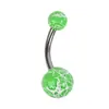 Anillos de Ombligo Europeos y Americanos Transfronterizos de Colorido Agrietado Acero Inoxidable Anillos de Ombligo Roscados Doble Extremo Joyería de Piercing de Acrílico Venta al por Mayor