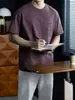 Camiseta de Algodón de Bambú Vintage de Gama Alta, Holgada, Cuello Redondo, Manga Corta para Hombre, Verano, Transpirable, Cómoda, Bordada, con Bolsillo Grande