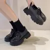 Zapatos de Cuero de Suela Gruesa Estilo Británico para Mujer 2024 Nueva Primavera Combinan con Todo Negro Jk Zapatos de Una Capa Plataforma Mocasines Mocasines Ins a la Moda