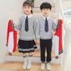 Ropa de Jardín de Infancia Británica Ropa de Primavera y Otoño Traje Azul de Tres Piezas Ropa de Béisbol de Algodón Ropa de Clase para Estudiantes de Primaria Uniformes Escolares Deportivos