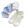 Meias Bordadas Primavera e Verão, Meias de Cachorrinho, Meias Curtas, Meias Curtas Florais Girly Estilo Floresta, Relevo Tridimensional Azul e Branco