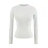 Camiseta alternativa a Skims Kardashian de corte ajustado, cuello redondo, manga larga para mujer, elástica, ceñida, adelgazante, ropa interior, top acanalado de chica hot