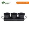 Balde de Flores para Jardim Conjunto de Vasos de Flores Conjunto com Bandeja de Tira de Ferro Galvanizado para Casa Três Vasos de Flores Jardinagem Escandinava Vaso de Flores Balde de Flores