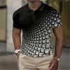 Estação Independente UE Transfronteiriça masculina novo POLO3D impressão digital casual de negócios manga curta gola lapela POLO