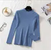 Otoño e Invierno Nuevo Estilo Coreano Color Sólido Suéter Básico de Punto para Mujer Adelgazante Suéter de Cuello Alto para Mujer