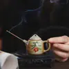 Jingdezhen Cerámica Pintada a Mano Mini Tetera Asa Tetera Micro Paisaje Adornos Pequeños Té con Leche Tetera Estirada a Mano Mascota de Té Tetera de Punta de Dedo