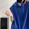 Colete com Capuz Masculino Ins Trendy Verão Waffle Esportivo Regata Sem Mangas Estilo Hong Kong Bonito Colete Fino Roupa Exterior