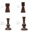 Portavelas de Madera Maciza Personalizado Creativo Estilo Coreano Marrón Vintage Rústico Portavelas de Madera Decoración del Hogar Base para Velas