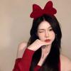 Diadema con lazo de terciopelo dulce, elegante accesorio para el cabello, diadema roja navideña, banda para el cabello de Año Nuevo, lindas diademas al por mayor