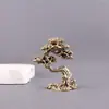 Latón Bienvenida Pino Pequeños Adornos Bronce Sólido Tallado Árbol Artificial Vintage Viejo Ceremonia del Té Mascota de Té Mango Bronce Antiguo