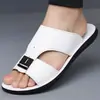 Verano 2026 Moda Nueva para Hombre Tendencia Europea Piel Genuina Correa Única Sandalias Antideslizantes Venta Caliente Transfronterizo Talla Grande