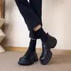 Versión de Cuero Genuino~Zapatos de Cuero Retro para Mujer con Aumento Oculto de Altura, Suela de Plataforma Gruesa, Mocasines Slip-On de Corte Profundo Estilo Británico