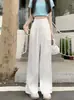 Calça Wide Leg de Verão 2024 Plus Size Design Sense Feminino Versão Estreita Senso de Dosagem Cintura Alta Emagrecedor Casual Calça Reta