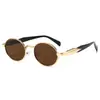 Elegantes Gafas de Sol Metálicas Ovaladas para Mujer, Gafas de Sol de Alta Gama Tendencia Ins Estilo Hip-hop Street para Hombre, Gafas de Sol Transfronterizas Europeas y Americanas