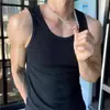 Comércio Exterior Transfronteiriço Verão Fio de Seda Gelado Listras Verticais Costuradas Fitness Esportes Colete Slim Masculino Formato I Camisa Colete Respirável