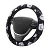 2024 nuevo sin anillo interior algodón y lino estampado funda para volante de coche huellas de gato leopardo mariposa mapache transfronterizo