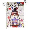 Popular Bandera de Jardín del Día de la Independencia de Amazon Perro Estrella Estampado Material de Lino Bandera Decorativa Americana para Exteriores