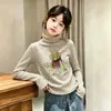 Blusa base de pelúcia para meninas outono e inverno roupa íntima gola semifechada escovada super bonita roupas de outono blusa listrada infantil moderna