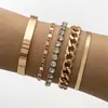 Joias Transfronteiriças Europeias e Americanas Pulseira de Corrente Simples Personalizada Pulseira Aberta Geométrica Brilhante Moda Retrô Conjunto de Pulseiras