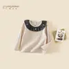 Roupa infantil para bebês e crianças pequenas, camiseta de manga comprida para meninas, novo estilo primavera e outono 2026, blusa básica infantil com gola franzida, top doce, Classe A