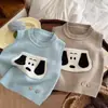 Colete Masculino Primavera e Outono 2025 Novo Bebê Menino Lindo Colete de Lã Crianças Desenho Animado Cachorrinho Suéter de Tricô