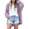 Estilo Europeo y Americano Nuevo Suéter Cardigan de Punto para Mujer Color Sólido Hueco Manga Larga Holgado Versátil Chaqueta