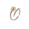 Anillo de Perla con Forma de Serpiente de Plata de Ley S925 Completo para Mujer, Primavera y Verano, Anillo de Agua Dulce Simple y Moderno, Ajustable