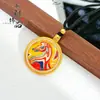 Loja de Ouro Mesmo Estilo Antigo Esmalte Dourado Incrustado com Diamante Pingente de Cavalo, Novo Estilo Chinês Signo do Zodíaco Cavalo Pingente Redondo