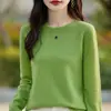 Suéter de Tricô Macio com Gola Redonda e Renda Vazada Peça Única Feminino Outono e Inverno Novo Suéter Interno Solto Pulôver Suéter Base