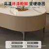 Mesa de centro de pizarra para sala de estar, adecuada para casas pequeñas, mesa de té moderna minimalista de pie, mesa de centro pequeña ovalada moderna y de alta gama