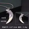Estilo étnico retro diente de lobo artificial acero inoxidable collar hombres moderno dominante personalidad cabeza de lobo cabeza de tigre largo Accesorios Venta al por mayor
