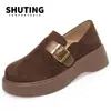 Novos Estilos de Sapatos Loafer 2026, Sapatos Birkenstock de Solado Grosso, Sapatos Femininos Confortáveis Slip-On de Couro Macio com Solado Macio