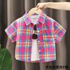 Camisas para Niños Niños 2026 Nuevas Elegantes Camisas de Algodón a Cuadros para Bebés, Moda Primavera y Otoño Cárdigans con Cuello Campana para Niños Pequeños y Niños Pequeños