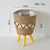 Suporte de Flores Decorativo Nórdico de Chão Cesta de Flores para Plantas de Palha Vime Rabanete Verde Vaso de Flores Suporte para Vasos de Flores de Varanda Sala de Estar
