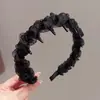 Faixa de Cabelo Antiderrapante com Dentes de Cristal Ondulados de Malha para Mulheres Nova Faixa de Cabelo de Topo Alto Grampo de Cabelo de Alto Padrão Lavagem de Rosto Venda por Atacado