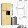 Caja de Papel Larga Empotrada en la Pared para Baño Hotel Acero Inoxidable Portarrollos de Papel de Cocina Tres en Uno con Cubo de Basura y Dispensador de Pañuelos