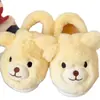 Lindas pantuflas de algodón de peluche de alpaca de dibujos animados para mujer, de invierno, punta cerrada, forradas de felpa, cálidas, cómodas y acogedoras para usar en casa