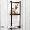 Estante de Almacenamiento para Toallas de Baño Amazon, Elegante y Sencillo Estante Cuadrado de Tubo Montado en la Pared con Barra de Toalla de Madera