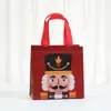 Bolsa de Regalo para Empaquetar Serie Navideña de Dibujos Animados Bolsa de Tela No Tejida Estampado de Cara de Oso Lindo Bolsa Tote Laminada Impermeable